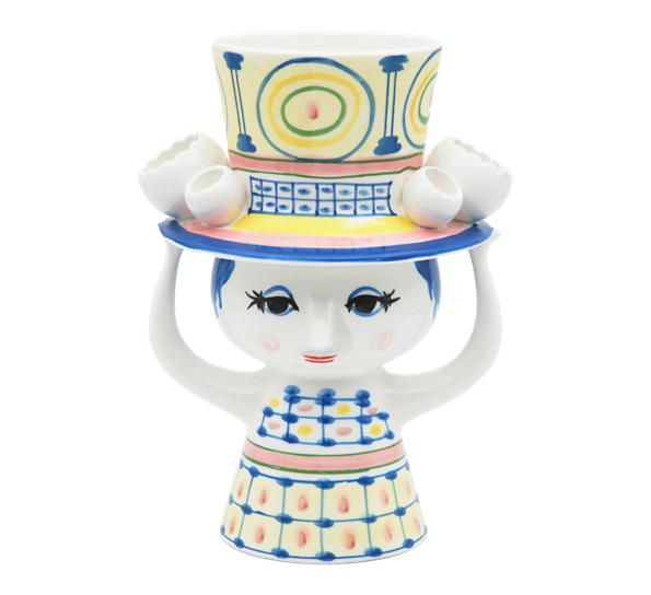 Lady with hat vase 20,5 cm blå fra Bjørn Wiinblad