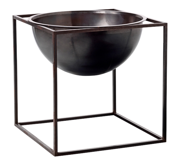 Kubus skål stor burnished copper fra By Lassen