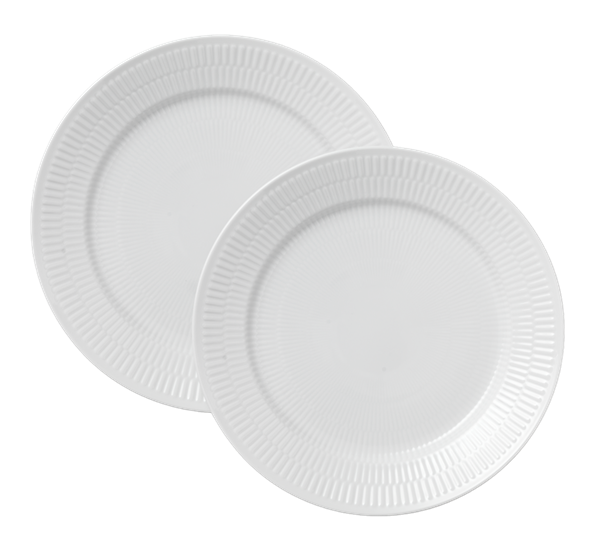Hvit Riflet tallerken 27 cm 2-pk fra Royal Copenhagen