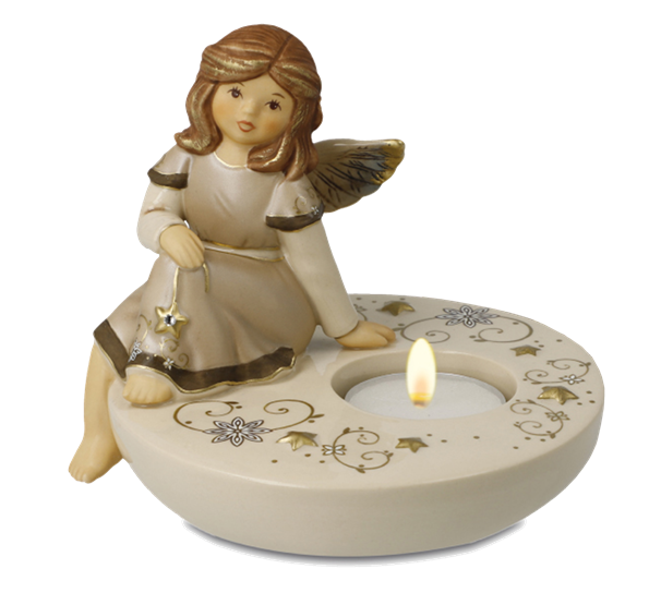 Walnut engel Dreams telysestake med Swarovski®-krystall 11,5 cm fra Goebel