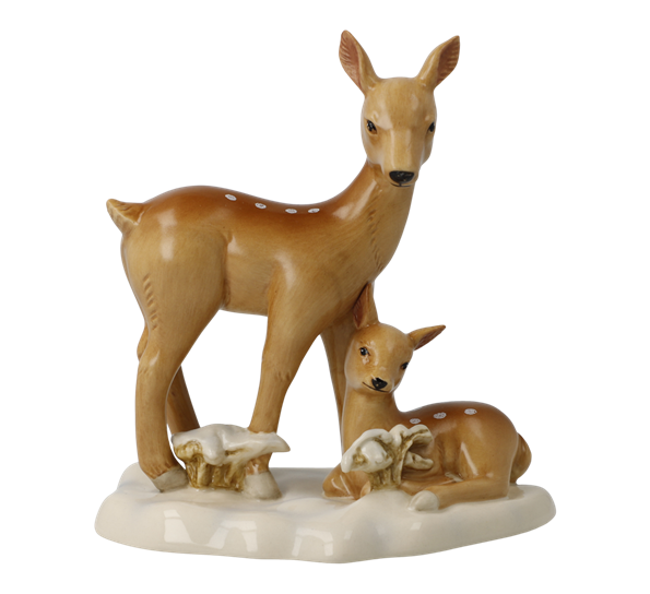 Winter Forest Deer In The Snow 12,5x14 cm fra Goebel