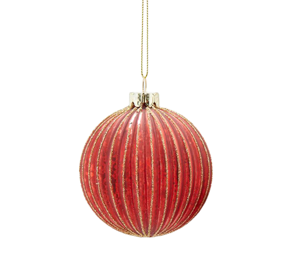 <p>Julekule ø8 cm rød og gull rund fra&nbsp;EDG</p>

