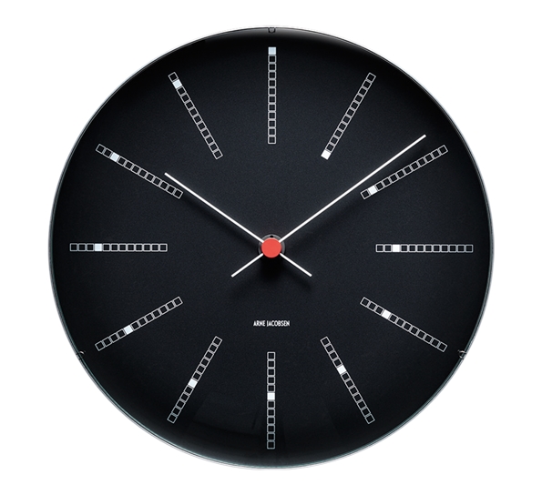 Bankers veggklokke 29 cm sort fra Arne Jacobsen klokker