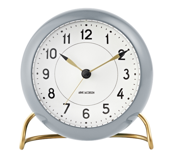 Station vekkerklokke grå fra Arne Jacobsen klokker