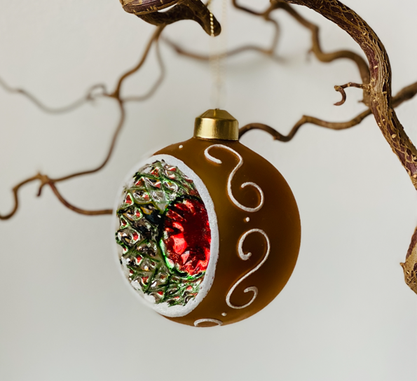 Julekule vintage gylden matt krater & glitter fra Und