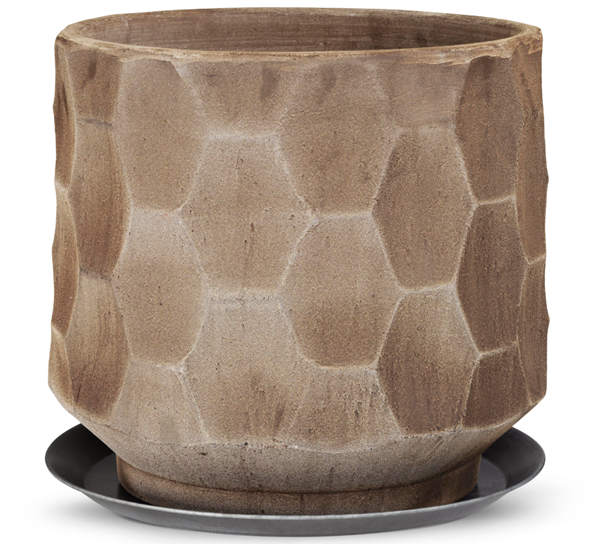 Gro blomsterpotte med fat ø43 cm lys sand fra Kähler