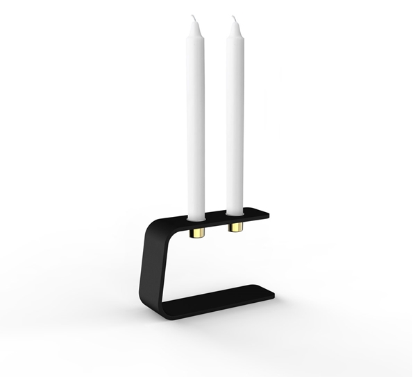 Vinkel 2 lysestake messing