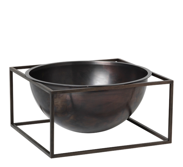 Kubus centerpiece skål stor burnished copper fra By Lassen