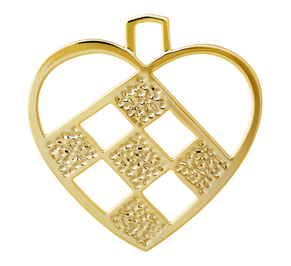 Karen Blixen flettet hjerte H12 forgylt fra Rosendahl