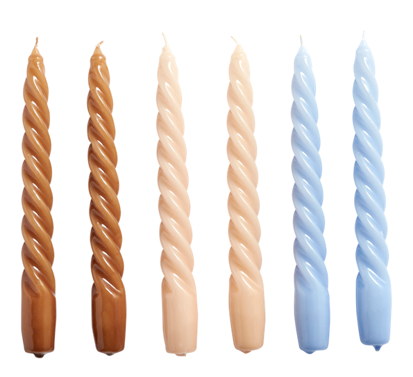 Twist Candle stearinlys 6-pk karamell, fersken, lavendel fra HAY