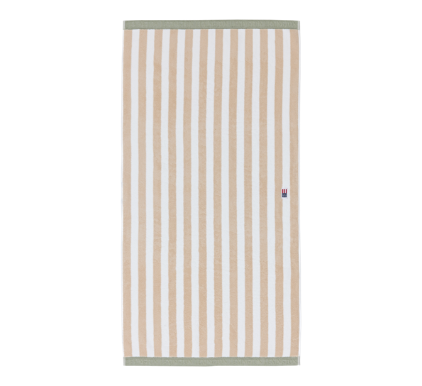 Håndkle block striper 100x150 cm moonbeam hvit vintage green Lexington