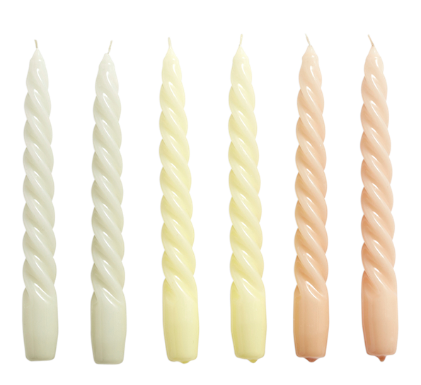 Twist Candle stearinlys 6-pk grå beige sitrus fersken fra HAY