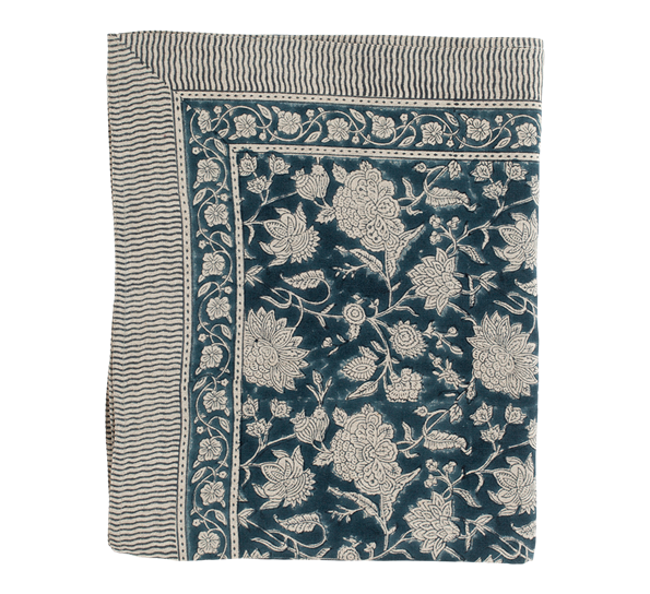 Indian Rose linduk denimblå 170x270cm Chamois