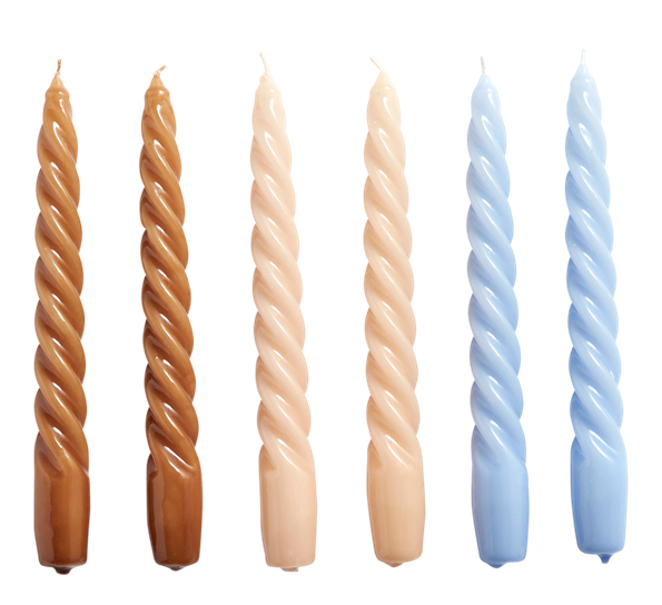 Twist Candle stearinlys 6-pk karamell, fersken, lavendel fra HAY