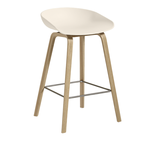 AAS32 barstol lav lakkert eik kremhvit H64 fra HAY