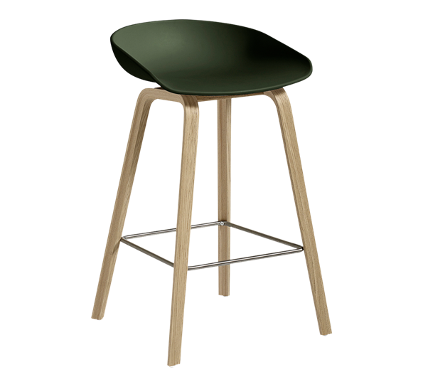 AAS32 barstol lav lakkert eik grønn H64 fra HAY