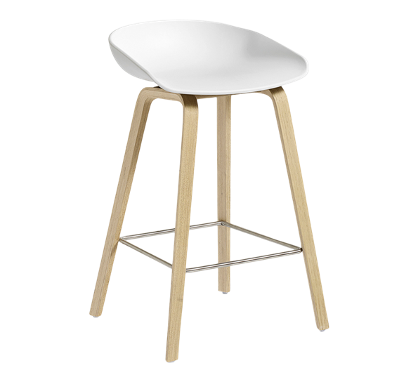 AAS32 barstol lav lakkert eik hvit H64 fra HAY