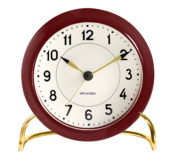 Station vekkerklokke burgunder fra Arne Jacobsen klokker