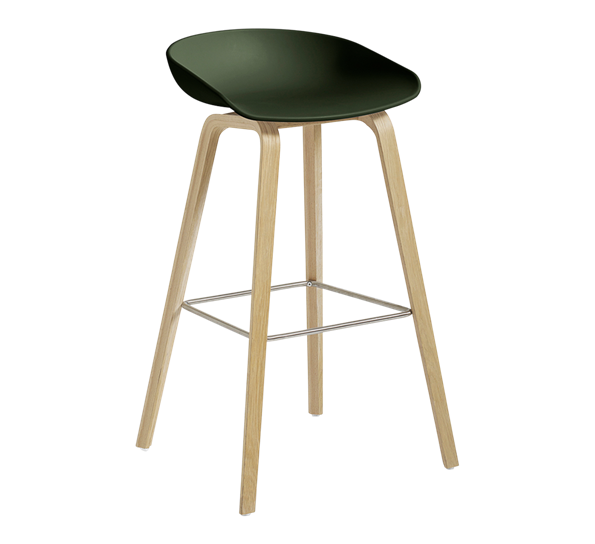 AAS32 barstol høy lakkert eik grønn H74 fra HAY