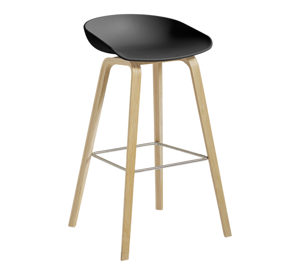 AAS32 barstol høy lakkert eik soft sort H74 fra HAY