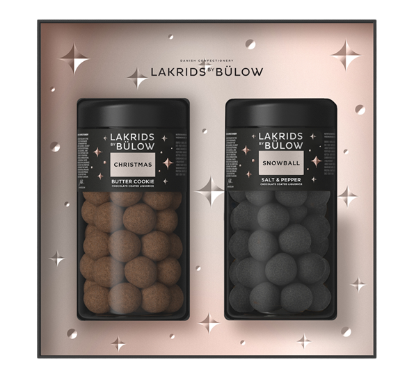 Christmas & Snowball lakris Black Box 2 x standard 590g fra Lakrids By Johan Bülow