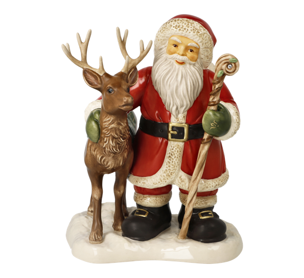 Julenisse Santa And The King Of The Woods LTD 1999 stk 24,5 cm fra Goebel