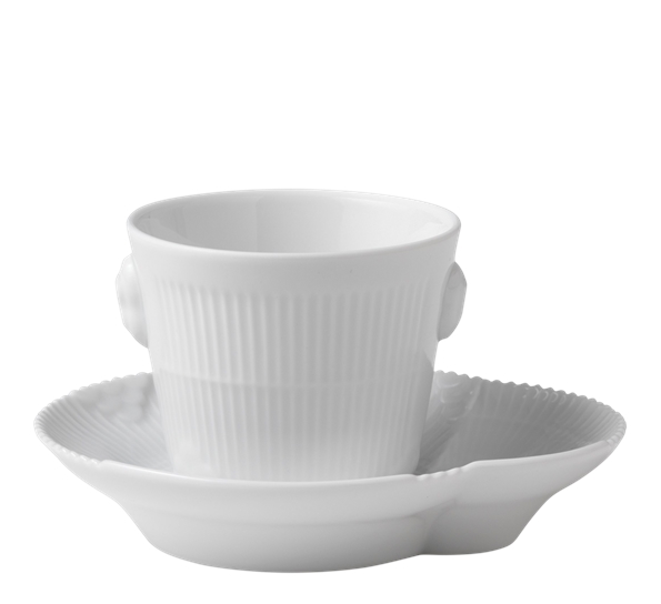 White Elements espressokopp med skål 10 cl fra Royal Copenhagen