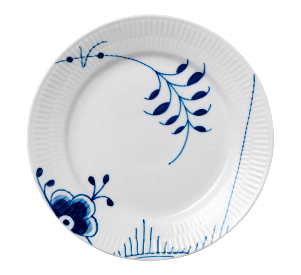 Blå Mega Riflet dessertasjett 19 cm dekor 2 fra Royal Copenhagen
