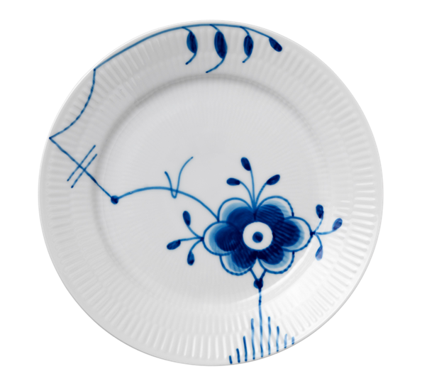 Blå Mega Riflet dessertasjett 19 cm dekor 6 fra Royal Copenhagen