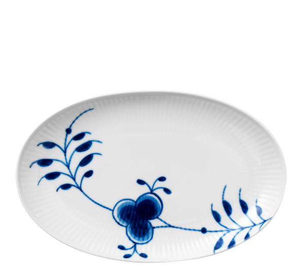 Blå Mega Riflet asjett oval 23 cm fra Royal Copenhagen