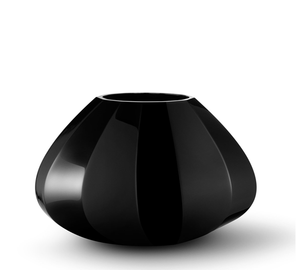 Facet glassvase medium sort fra Georg Jensen