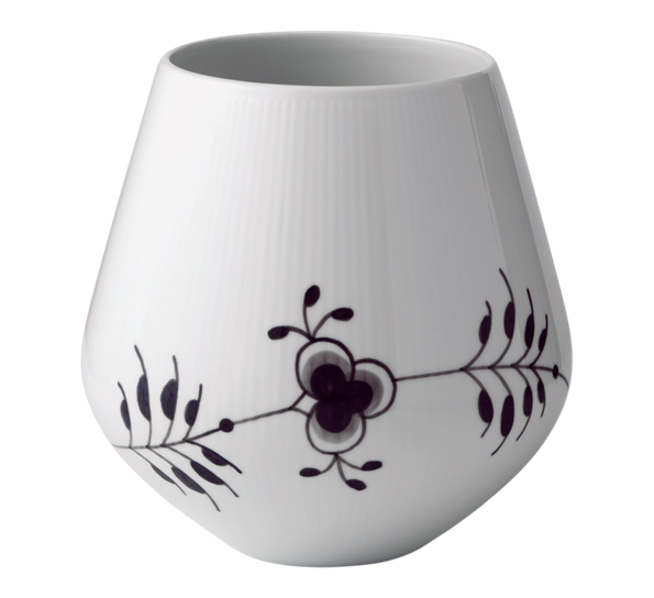 Sort Mega Riflet vase 20,5 cm fra Royal Copenhagen