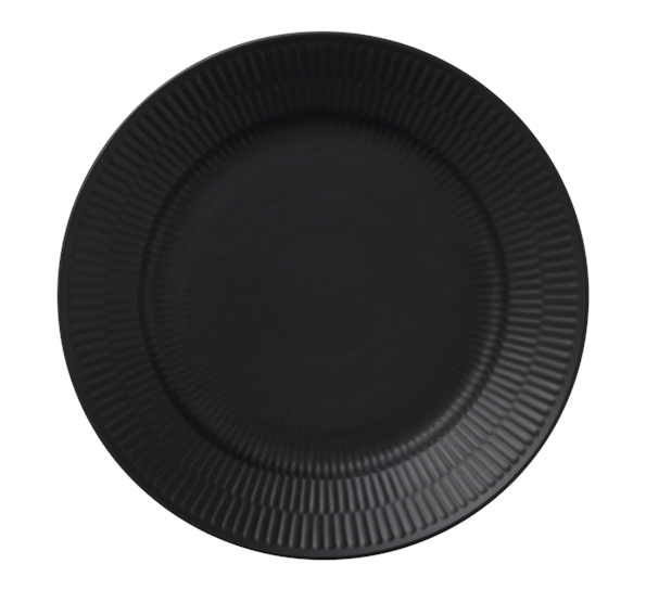 Sort Riflet tallerken Flat 22cm fra Royal Copenhagen