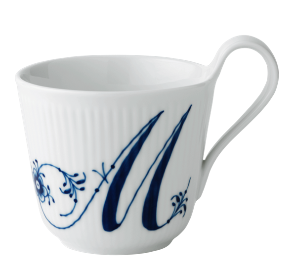 Blå Riflet Alfabetkrus M 33 cl fra Royal Copenhagen