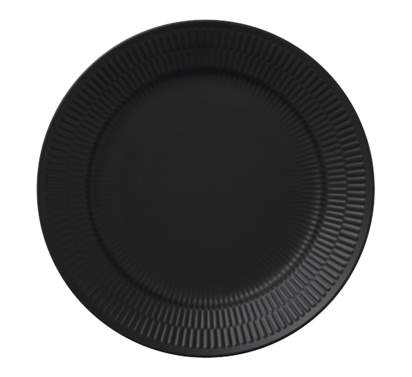 Sort Riflet tallerken Flat 27cm fra Royal Copenhagen