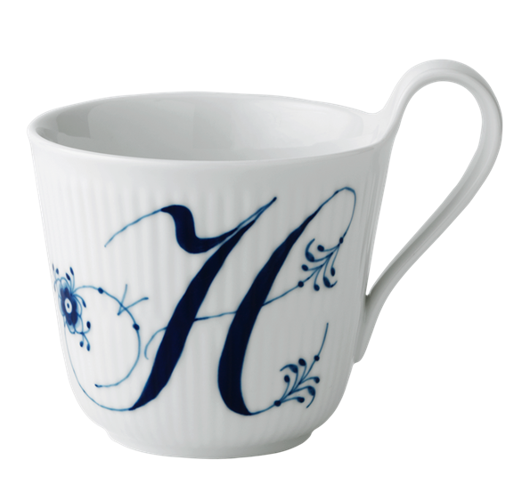 Blå Riflet Alfabetkrus H 33 cl fra Royal Copenhagen
