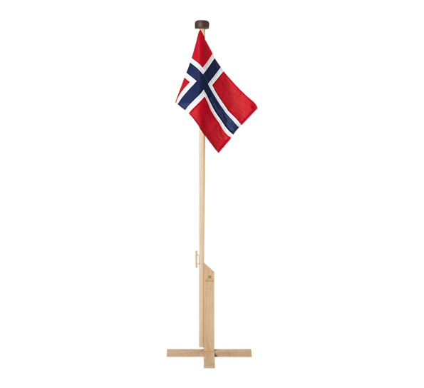 Luksus flaggstang eik 180 cm med norsk flagg fra Langkilde & Søn