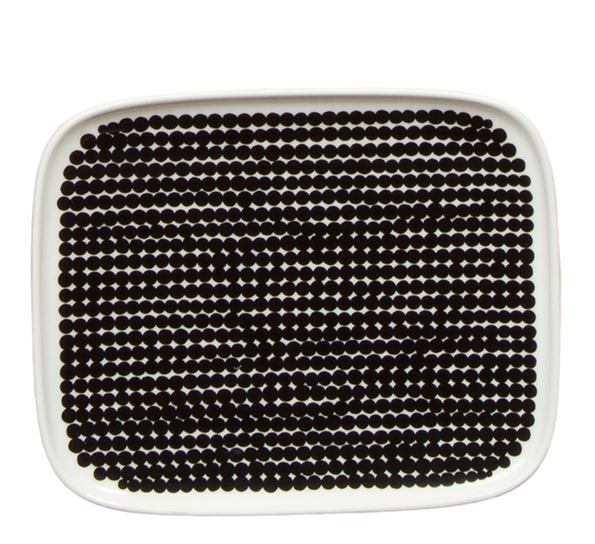 Oiva Räsymatto asjett 15x12 cm hvit sort fra Marimekko