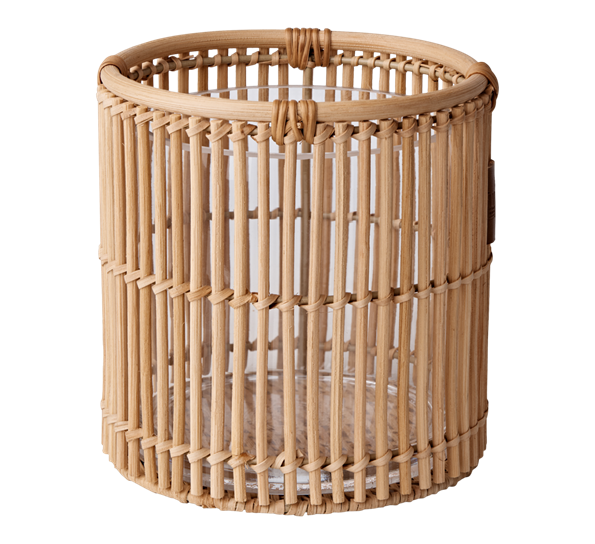 <p>Rattan lyslykt med glass 17x18 cm Lexington</p>