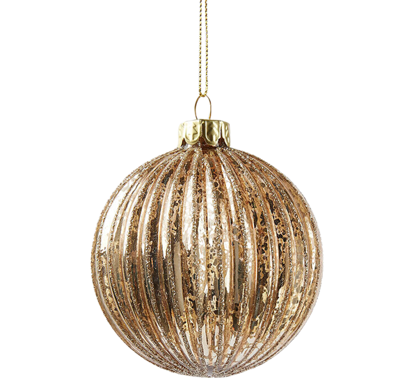 <p>Julekule striper ø8 cm antikk gull EDG Enzo de Gasperi</p>