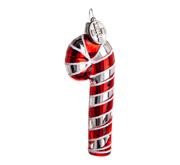 Julekule sukkerstang 8 cm rød hvit Brink Nordic