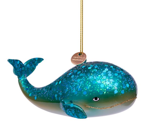 Glassornament blåhval H4.5 cm fra Vondels