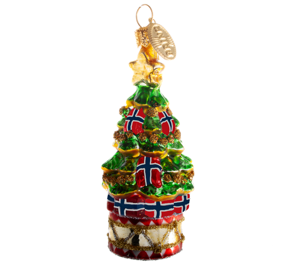 Julekule juletre med norske flagg 8 cm fra Brink Nordic