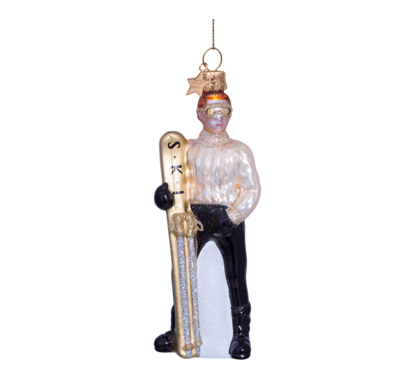 <p>Glassornament skigutt 12,5 cm champagne Vondels</p>
