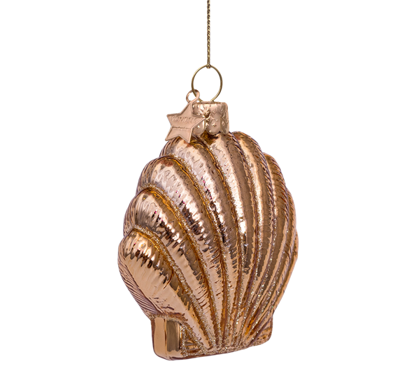 Glassornament gullskjell H7.5 cm fra Vondels