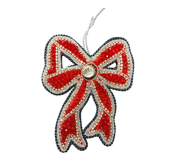 <p>Sløyfe med broderinger krystaller 11,5cm rød Tinker Tailor</p>
