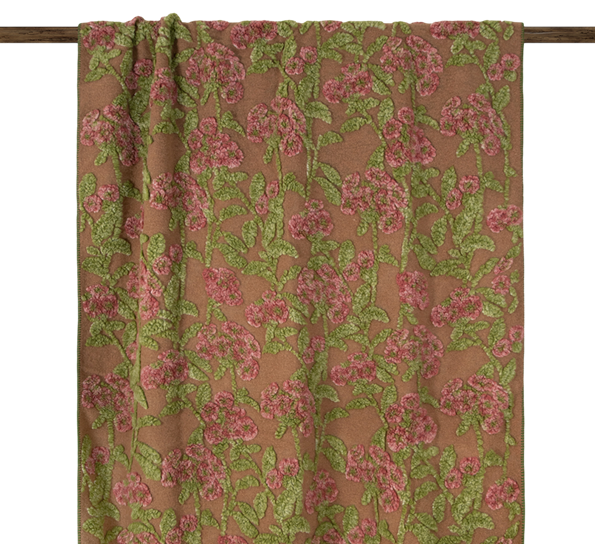 Old flower ullpledd 150x190 cm rosa grønn fra Frati Home