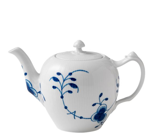 Blå Mega Riflet tekanne med lokk 1 liter fra Royal Copenhagen