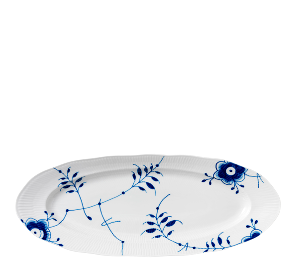 Blå Mega Riflet fiskefat 60 cm fra Royal Copenhagen