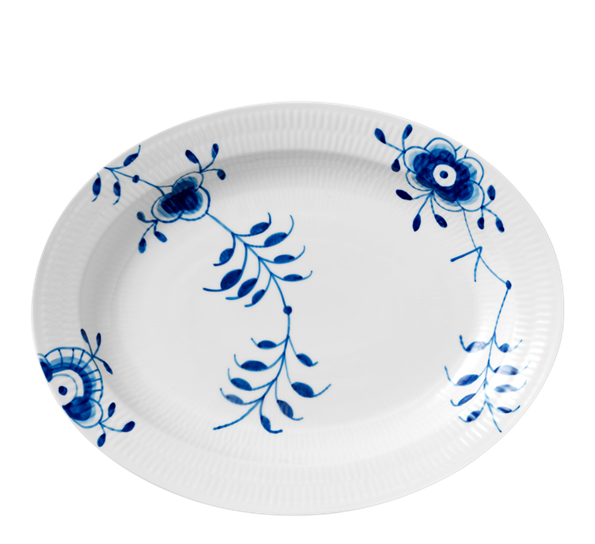 Blå Mega Riflet fat ovalt 36,5 cm fra Royal Copenhagen